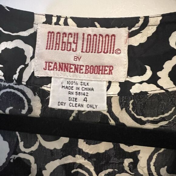 Vintage Maggie London Jeannene Booher Silk Dress Sz 4 - Picture 3 of 5